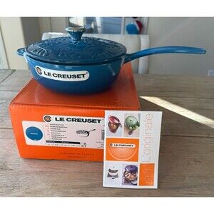 Le Creuset Olive Branch Collection 2.25 qt 8.25 in Saucier Marseille Blue NEW